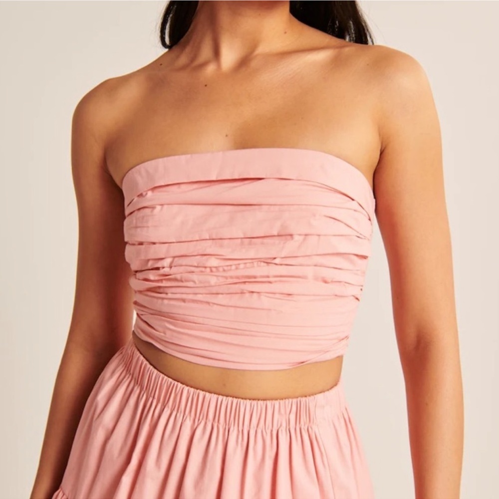 Abercrombie and Fitch Tiered Poplin Pink Tube Top